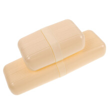 2pcs Travel Toothbrush Case and Soap Box Set, Compact Portable Holder with Secure Closure, Milky