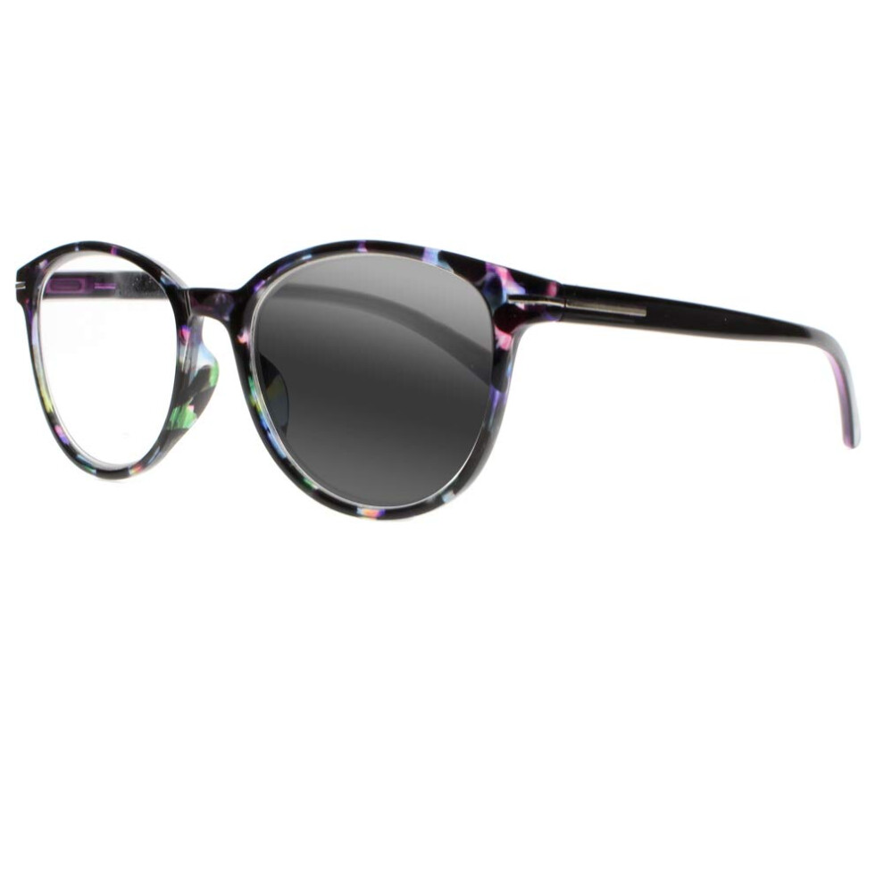 Purple Photochromic Women's Multifocal Reading Glasses 1.75X Clear Magnification Spring Hinges