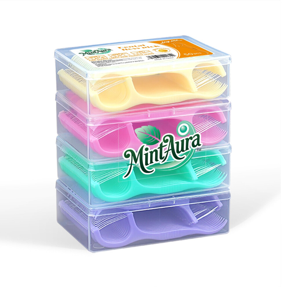Dental Floss Picks Flavor 200 Count Bulk Pack for Easy Interdental Cleaning