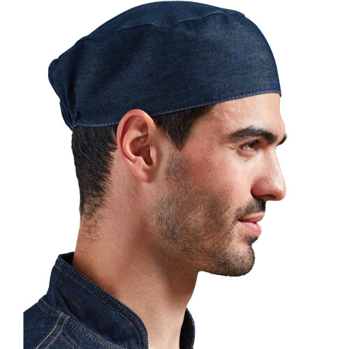 Premier (One Size, Indigo Denim) Premier Unisex Chefs Skull Cap 2
