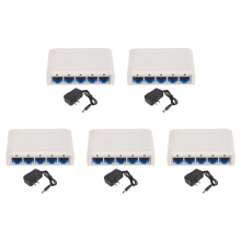 5X 5 Port Data ,Network Hub,Desktop Ethernet Splitter,Plug & Shielded Fanless Quiet