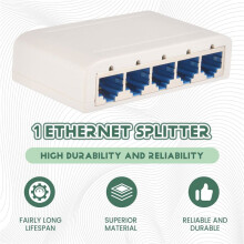5X Commutateur de Données 5 , Hub Réseau, Répartiteur Ethernet de Bureau, Blindés Plug & , Silencieux, Sans Ventilateur