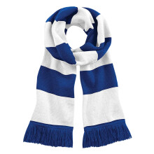 (One Size, Bright Royal / White) Beechfield Varsity Unisex Winter Scarf (Double Layer Knit)