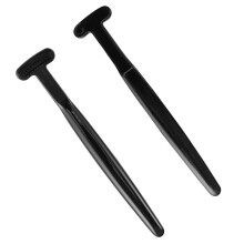 2pcs Bamboo Charcoal Tongue Scraper Set Ergonomic Curved Design for Fresh Breath Deep Cleaning Black