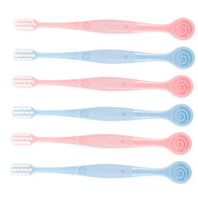 Soft Bristle Adult Toothbrush 6 Pack with Builtin Tongue Scraper for Travel and Home Use