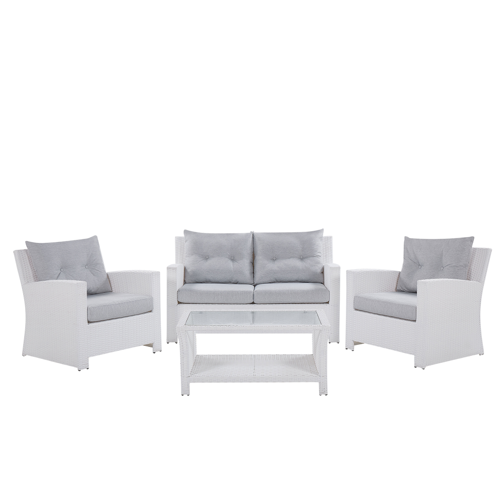 Garden Lounge Set with Table 4 Seater MARINO PE Rattan White