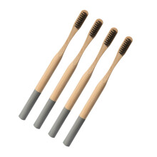 Bamboo Toothbrush 4pcs Eco Friendly Soft Bristle for Adults with Ergonomic AntiSlip Grip Grey