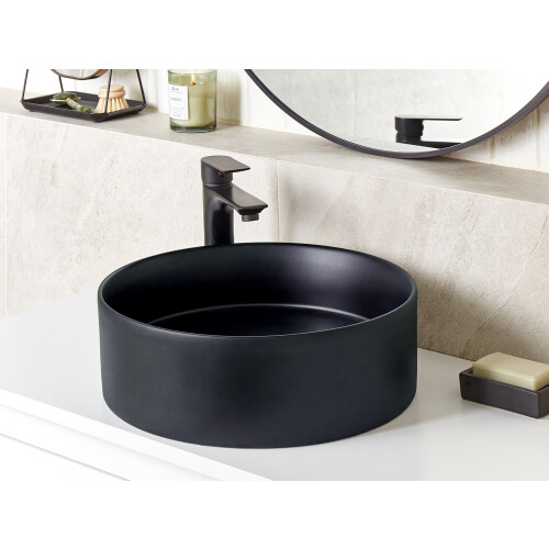 Beliani Countertop Basin TEBAR  400 mm Ceramic Black 1