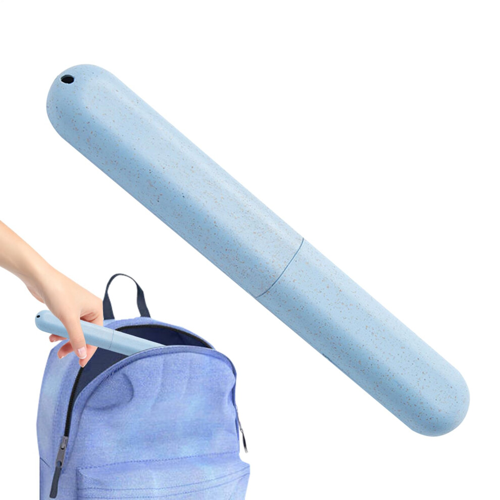 Blue Travel Toothbrush Holder With Ventilation Hole, Durable Compact Case For Camping And Hygienic Storage