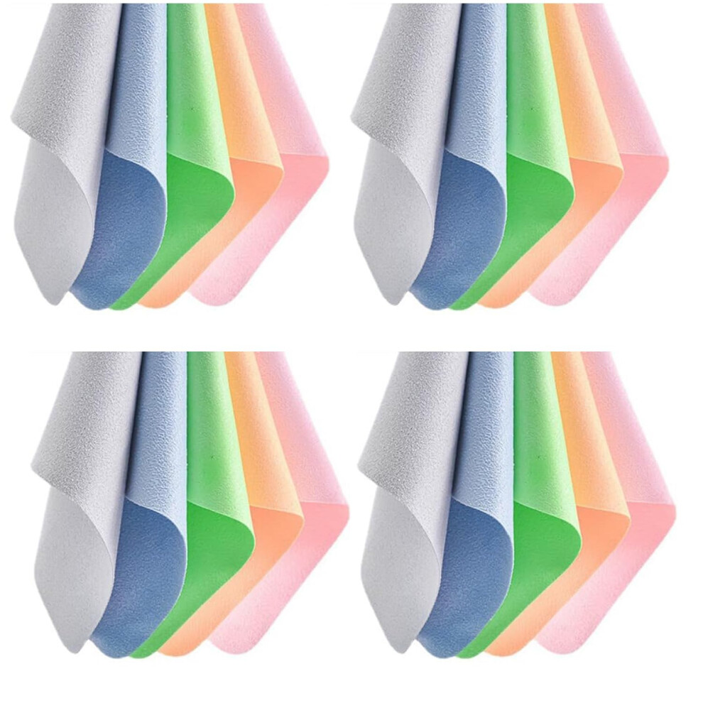 20 Pack 8x8 Inch Large Microfiber Cleaning Cloths for Eyeglasses and Screens, Lint, Individually Wrapped