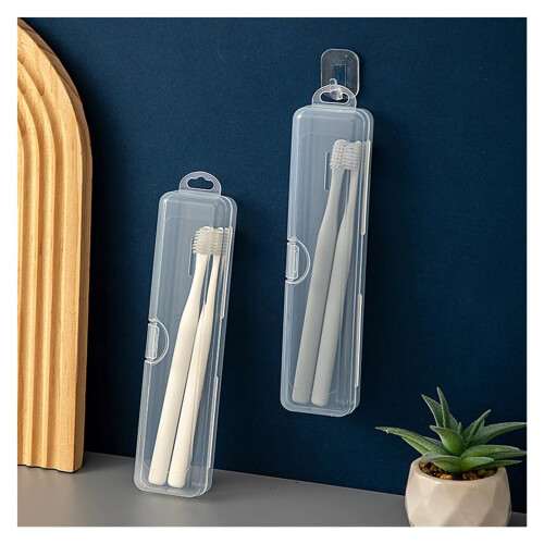 Transparent Toothbrush Travel Case with Toothpaste Holder, Compact Lightweight Storage Container 2