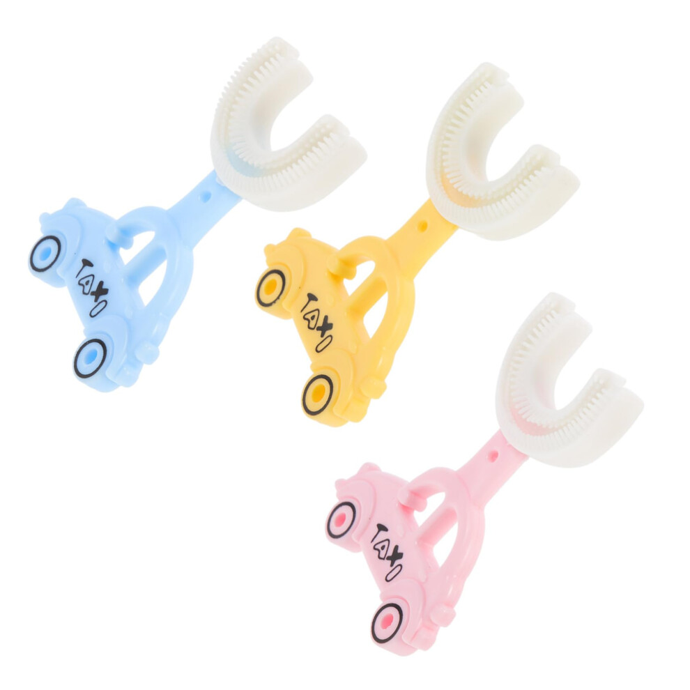 3pcs U Shaped Silicone Toothbrush for Kids Ergonomic Soft Bristles Gentle Gum Massage