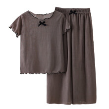 Ensemble de vêtements Ediodpoh pour filles de 5 à 6 ans, tenue d'été décontractée gris foncé : haut à col rond à volants et pantalon –
