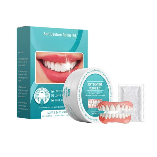 Denture Reline Kit – Comfortable Soft Reline for Upper and Lower Dentures, Easy Fit Temporary Lining