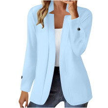 Kukoosong Blazer für Damen, Business Casual, langärmelig, offener Anzug, Strickjacke mit Taschen