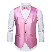 Men's Suit Vest Blouse Business Formal Dress Waistcoat Vest with 2 Pockets Single Breasted Printed Slim for Suit or Tuxedo