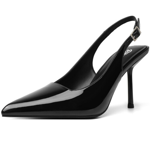 Μαύρες σέξι γόβες με slingback, κομψές, ντυμένες γόβες για γυναίκες, κλειστά δάχτυλα,