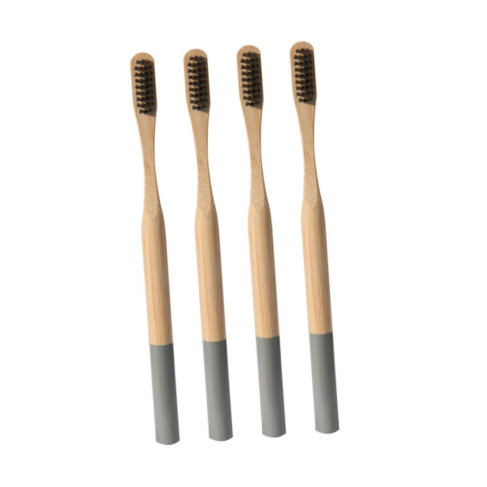 Bamboo Toothbrush for Adults Soft Bristles Eco Friendly Color Coded Ergonomic Grip 4pcs