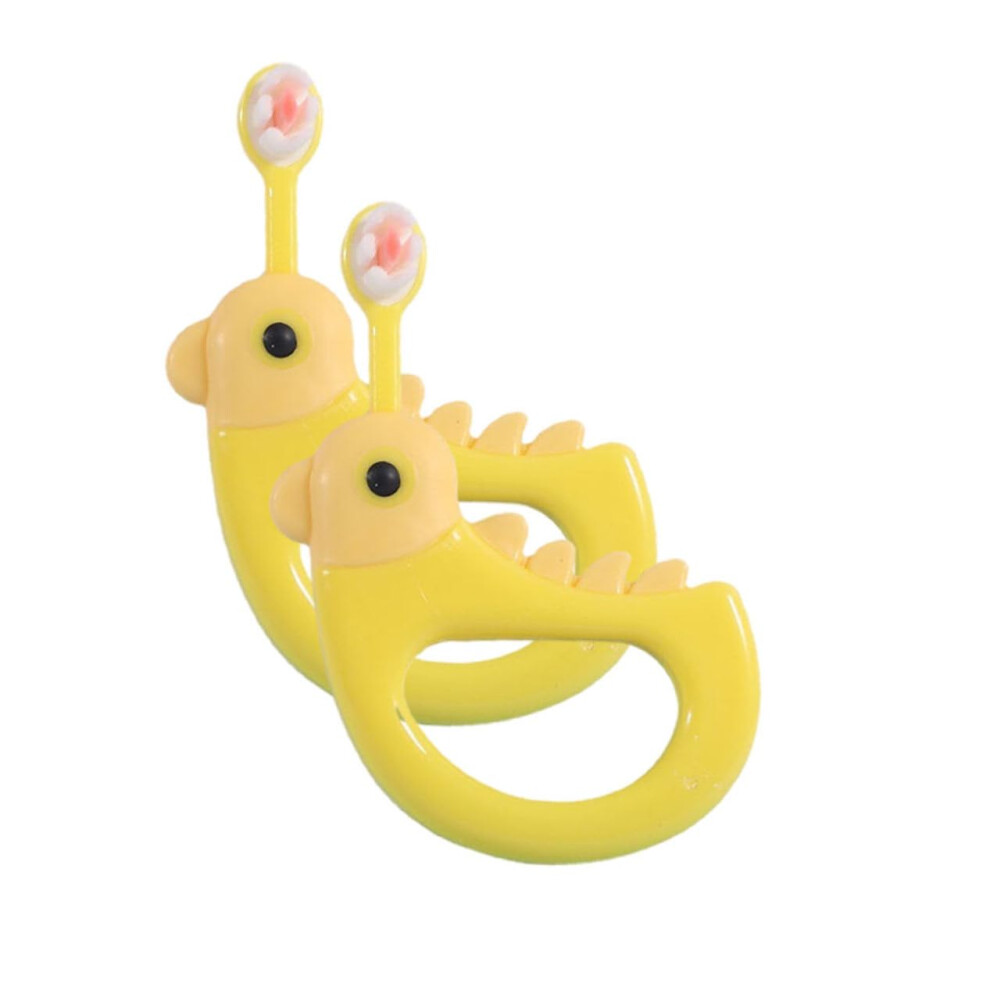 Yellow Kids Toothbrush Extra Soft Bristles Gentle Gum Care Cartoon Chicken Design 2Pcs Travelfriendly