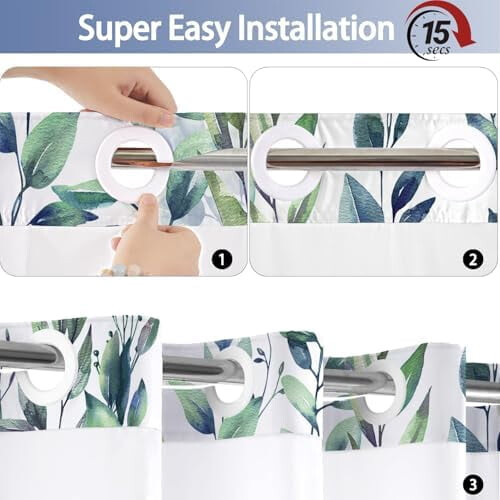 Duschdraperiset med eukalyptusblommor och snäppfäste 2