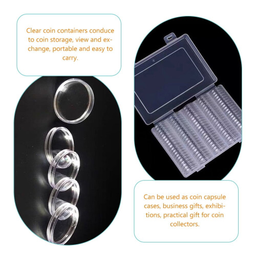 Lot de 100 capsules transparentes pour pièces de collection 1