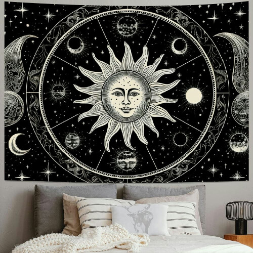 Sun and Moon Psychedelic Tapestry 60x50 inch 1