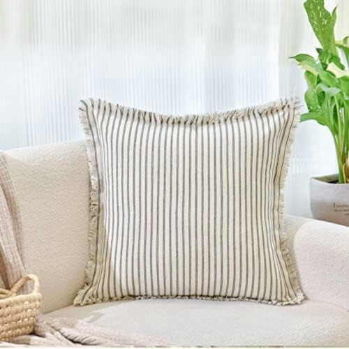 Housses de coussin rayées en coton, 30 x 50 cm, lot de 2 1