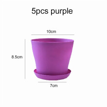 Lot de 5 mini pots de fleurs avec soucoupe en résine plastique épaisse aérée, pour balcon ou bureau, idéal pour les plantes grasses et le