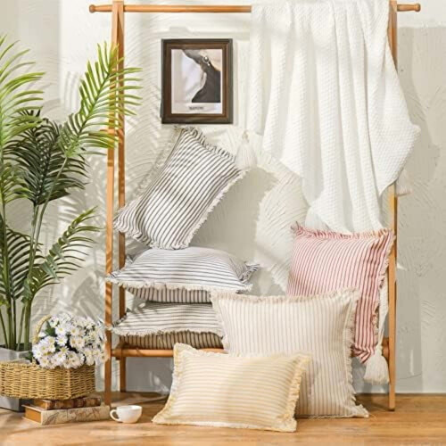 Housses de coussin rayées en coton, 30 x 50 cm, lot de 2 2