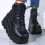 Μπότες Shldybc Chunky Platforms για γυναίκες, Casual Plus Size Retro Flat Bottom Shoes με κορδόνια και 6