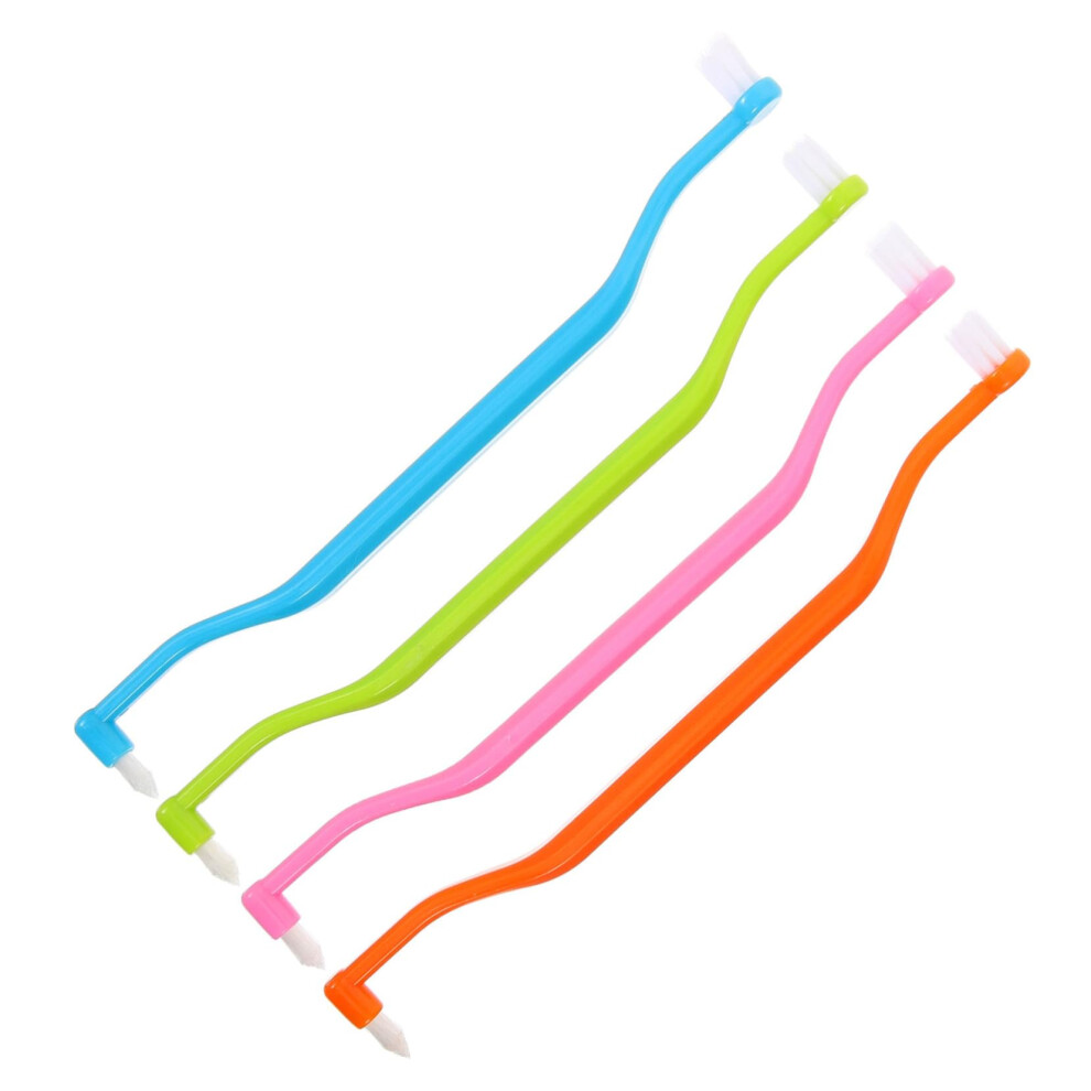 Dual Head Interdental Brush with Ergonomic LShaped Handle and Tapered Bristles for Adults â 4pcs