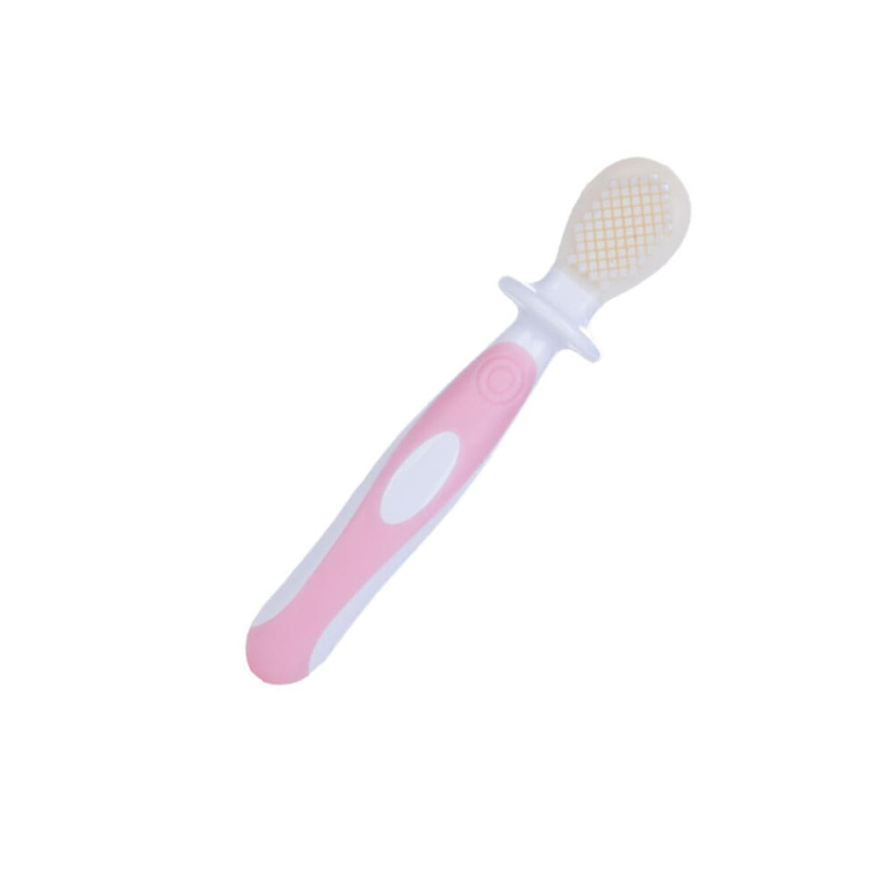 Baby Silicone Toothbrush With Tongue Cleaner, Soft Bristles For Newborns, Dualsided Infant Brush Pink