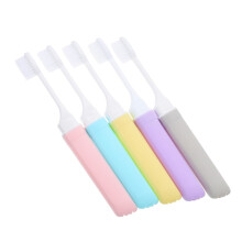 Travel Toothbrush Set 5pcs Soft Bristle Folding Design for Adults Compact Size MultiColor