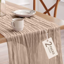 Chemin de table en mousseline (lot de 2), 3 mètres, style bohème, idéal pour les fêtes, baby showers, mariages et ambiance champêtre. Couleur