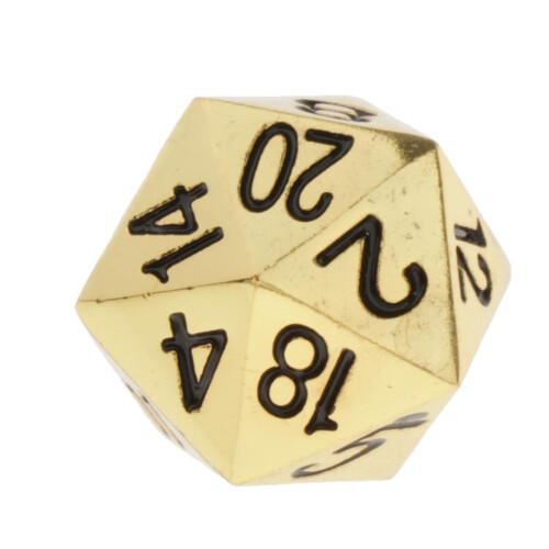 Heavy Metal D20 Vinte Lados 22mm 0,87 polegadas Poliédrico o Escuro 1