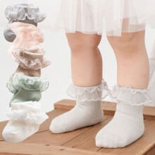 5 Pairs Baby Girls Socks - Newborn Ruffle Lace Princess Frilly Knit Cotton Socks