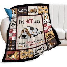 Coperta con motivo Basset Hound – Plaid in pile super morbido e leggero (101x127 cm), simpatico decoro a forma di cane per bambini, donne e uomini