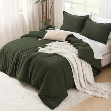 Set copripiumino singolo/singolo extra-lungo verde oliva scuro, set di biancheria da letto a 2 pezzi, set soffice per tutte le stagioni (copripiumino