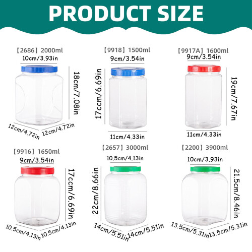Clear Plastic Storage Jars with Red Lids – Airtight & 2