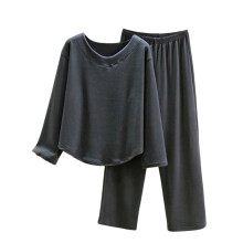 Conjunto de pijama térmico para mujer, cuello en V, ropa de dormir de felpa, manga larga, pantalón, 2 piezas, suave y cómodo, tallas L-2XL, color