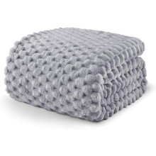 Fleecedecke in King-Size, 229 x 264 cm, stilvolle Jacquard-Samtdecke, flauschig, kuschelig und leicht für den Winter, Hellgrau