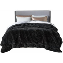 GentleSoft Fluffy Black King Tæppe, 108x90", Tyk Sherpa Faux Fur Fleece, Varmt Oversized Vintertæppe, Hyggelig Gave til Mænd og Kvinder