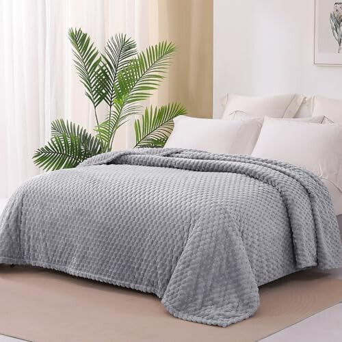 Κουβέρτα Fleece King Size για Κρεβάτι, 90x104 ίντσες Κομψή Κουβέρτα Jacquard Βελούδινη Μαλακή, 2