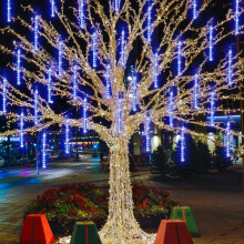 Guirlande lumineuse effet pluie de météores améliorée, 50 cm/10 tubes/540 LED, étanche, pour fêtes/mariage/sapin de Noël (lot de 2, bleu)