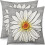 Μαξιλαροθήκες Spring Daisy 16x16, Σετ 2 τεμαχίων, Μαξιλαροθήκες από λινό σε γκρι χρώμα σε 1