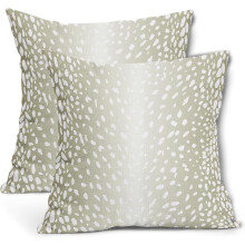 Capas de Almofada Antelope 40x40cm, Estampa de Veado Sintético Bege Sálvia, Algodão-Linho, Conjunto de 2, Decoração Moderna e Neutra para Sofá,
