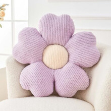 Coussin décoratif en forme de fleur, coussin doux à motif marguerite pour lit/canapé, violet (38 cm)
