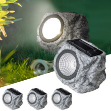 Lampes solaires d'extérieur en forme de rocher, lot de 4 spots solaires ultra-lumineux pour l'extérieur