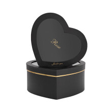Lot de 2 boîtes à fleurs en forme de cœur, papier estampé à chaud, emballage fleuriste, étui cadeau rose pour fête (noir)