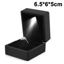 Caja para anillos, estuche para anillos de boda, caja de regalo de joyería con luz LED para propuesta de matrimonio o compromiso.